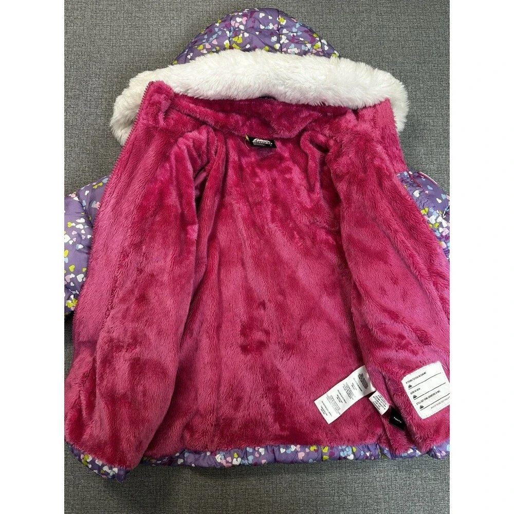 Snozu Girls Purple Puffer Fleece Lined Jacket Size 6